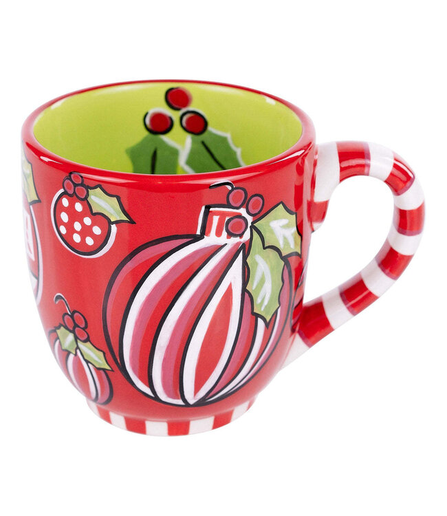 Red & White Holly Ornament Mug