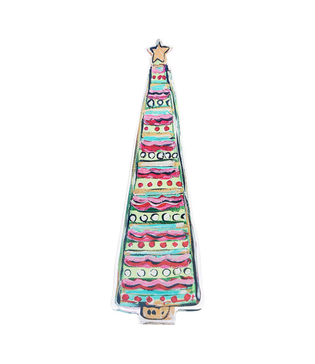 Red Wavy Stripe Christmas Tree Acrylic  Stand