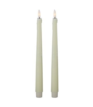 11.5 Inch Cream LED Drip Taper Candles with Timer - Sold as Set