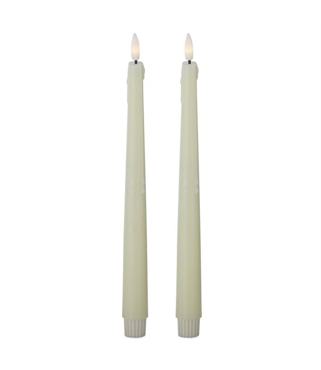 11.5 Inch Cream LED Drip Taper Candles with Timer - Sold as Set