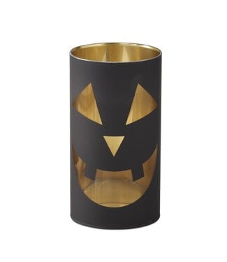 7.75 Inch Black Jack o Lantern Glass Cylinder Candle Slip Cover
