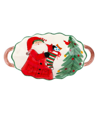 VIETRI Old St. Nick Handled Scalloped Oval Bowl VIETRI Old St. Nick Handled Scalloped Oval Bowl