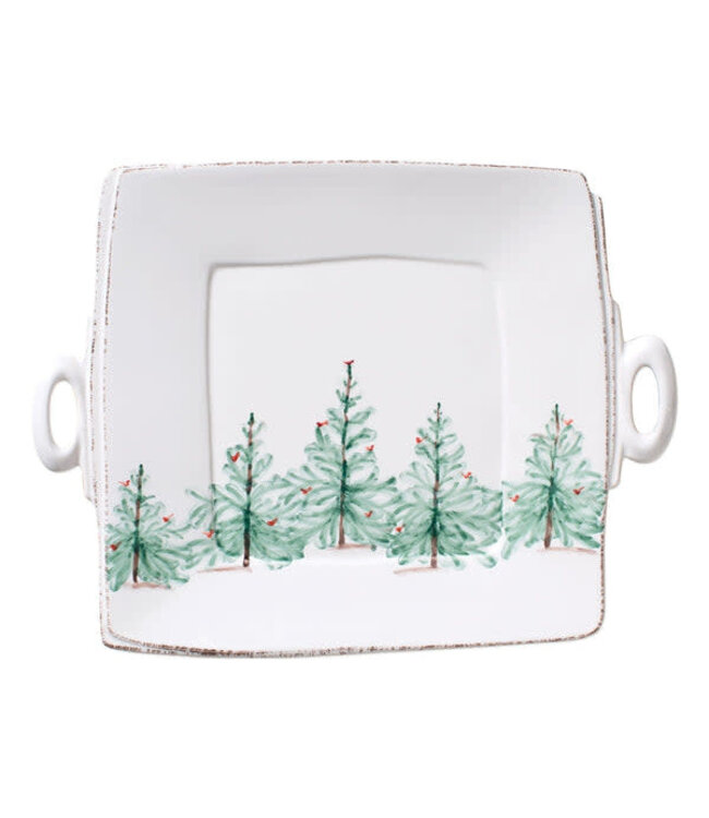 VIETRI Lastra Holiday Handled Square Platter
