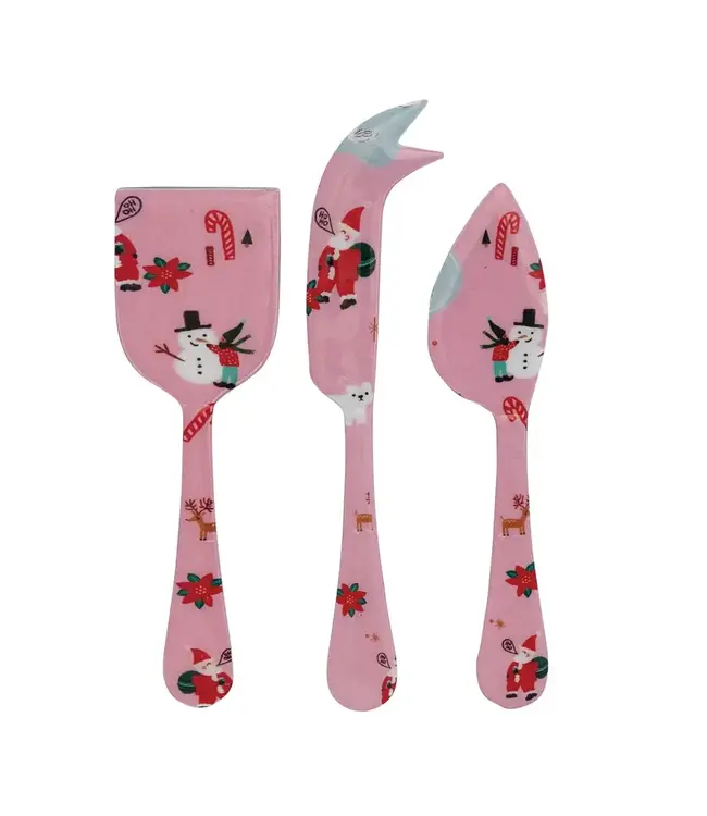 Enameled Stainless Steel Cheese Servers - Sold as Set