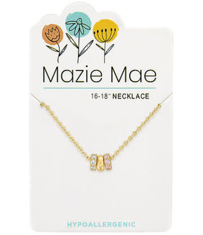 Gold Trio CZ Wheel Charm Mazie Mae Necklace