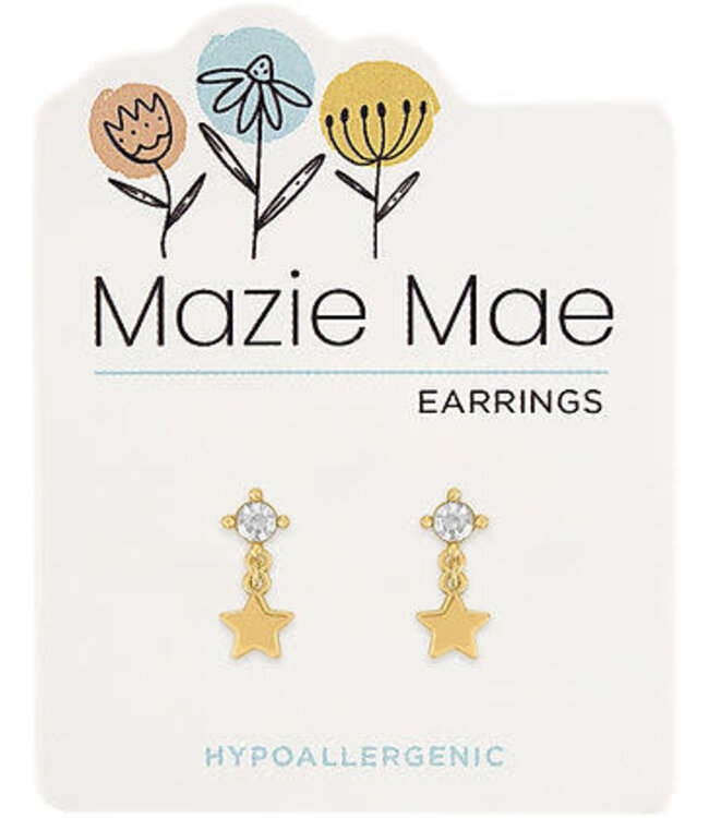 Gold CZ Star Drop Stud Mazie Mae Earring