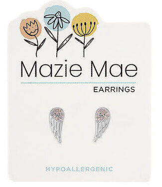 Silver CZ Angel Wing Stud Mazie Mae Earring