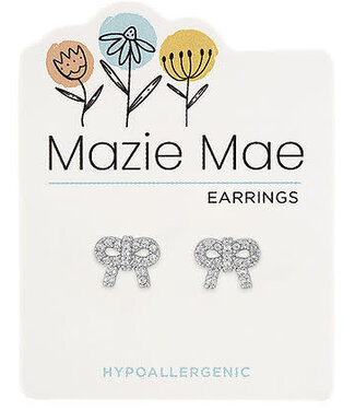 Silver CZ Bow Stud Mazie Mae Earring