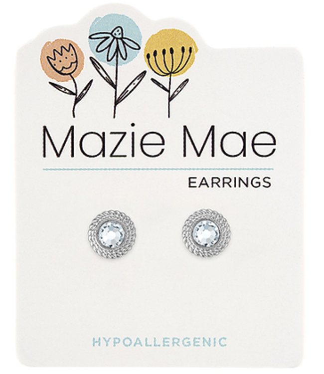 Silver Braided CZ Stud Mazie Mae Earring