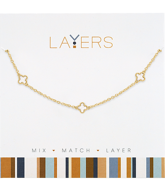 Gold Multi Mini Quatrefoil Layers Necklace
