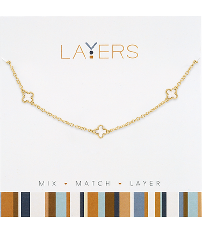 Gold Multi Mini Quatrefoil Layers Necklace