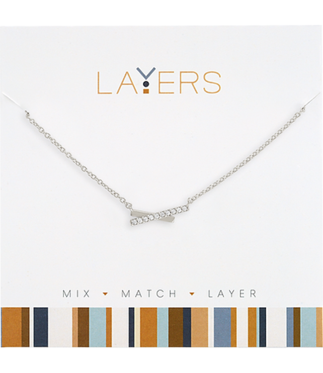 Silver Petite Crossover Layers Necklace
