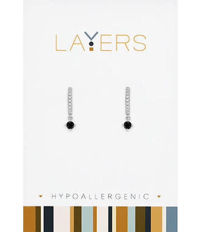 Silver Petite Jet Black CZ Huggie Layers Earrings