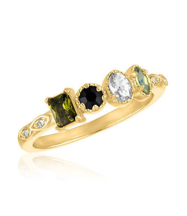 Green Orbit Multi-Stone Layers Ring