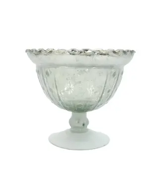 Decorative Embossed Mercury Glass Footed Bowl