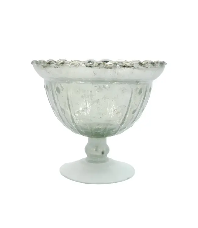 Decorative Embossed Mercury Glass Footed Bowl