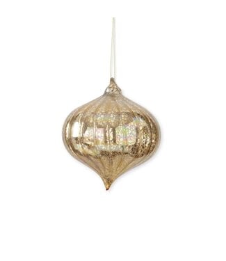 5 Inch Gold Ribbed Mercury Glass Onion Ornament