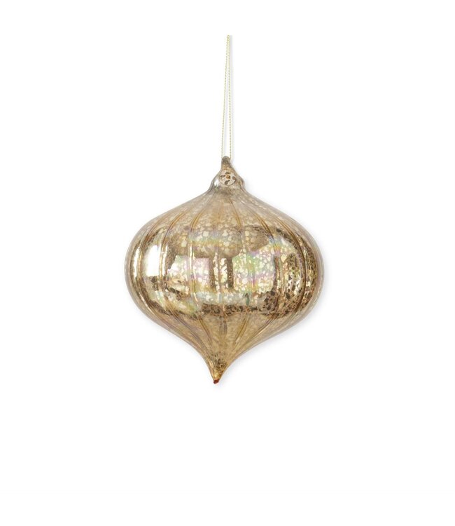 5 Inch Gold Ribbed Mercury Glass Onion Ornament
