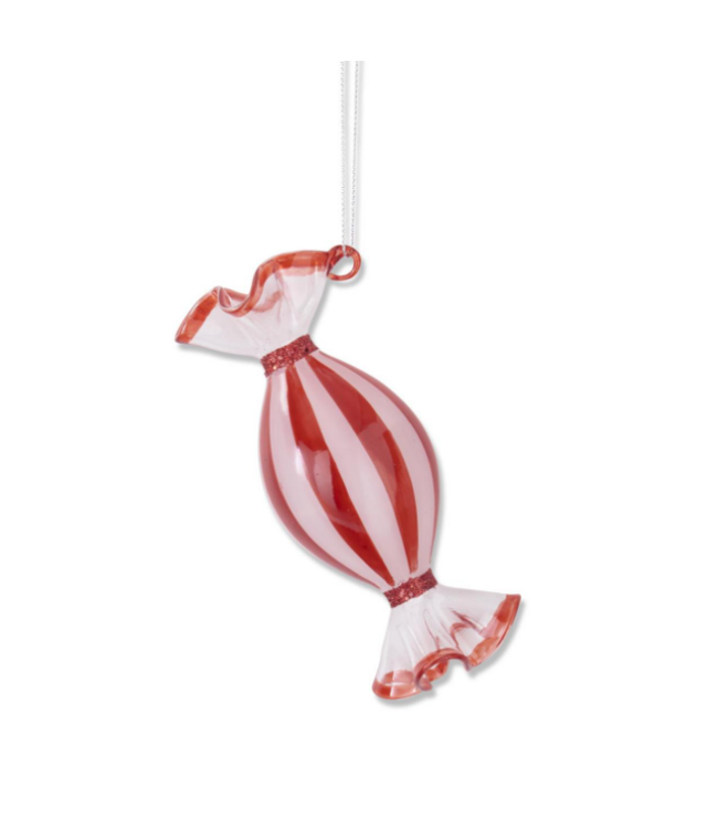 Red & White Glass Candy Ornaments - Sold Individually