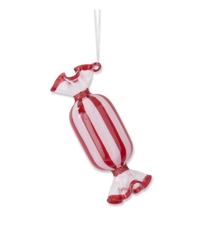 Red & White Glass Candy Ornaments - Sold Individually