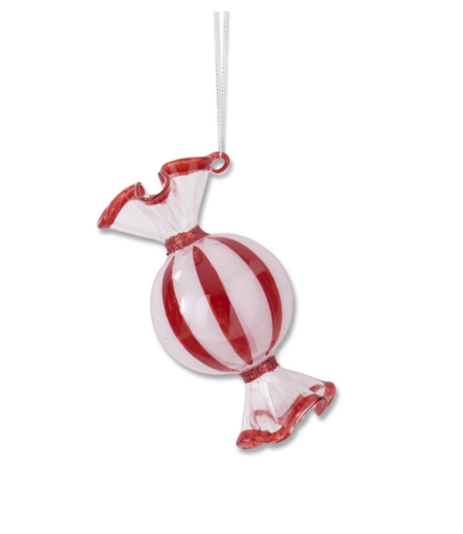 Red & White Glass Candy Ornaments - Sold Individually