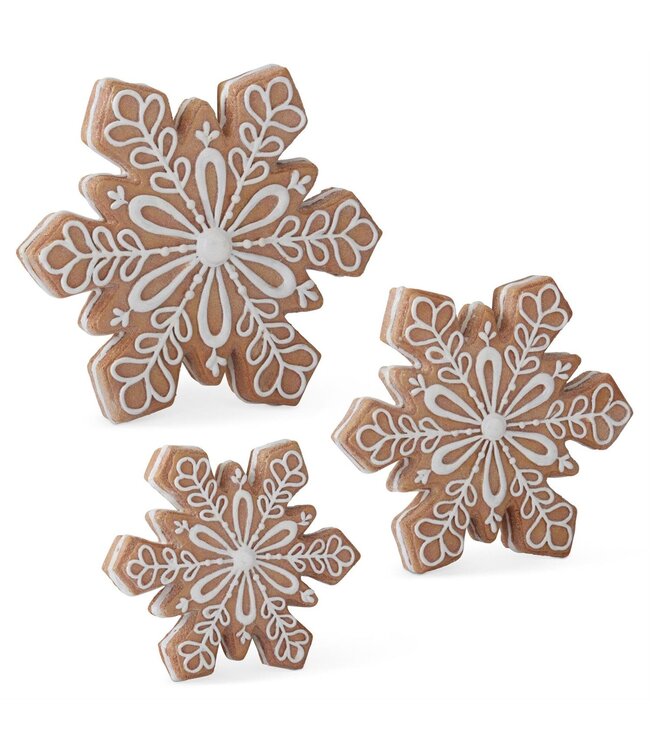 Resin Gingerbread Snowflakes w/White Icing Outline - Sold Individually