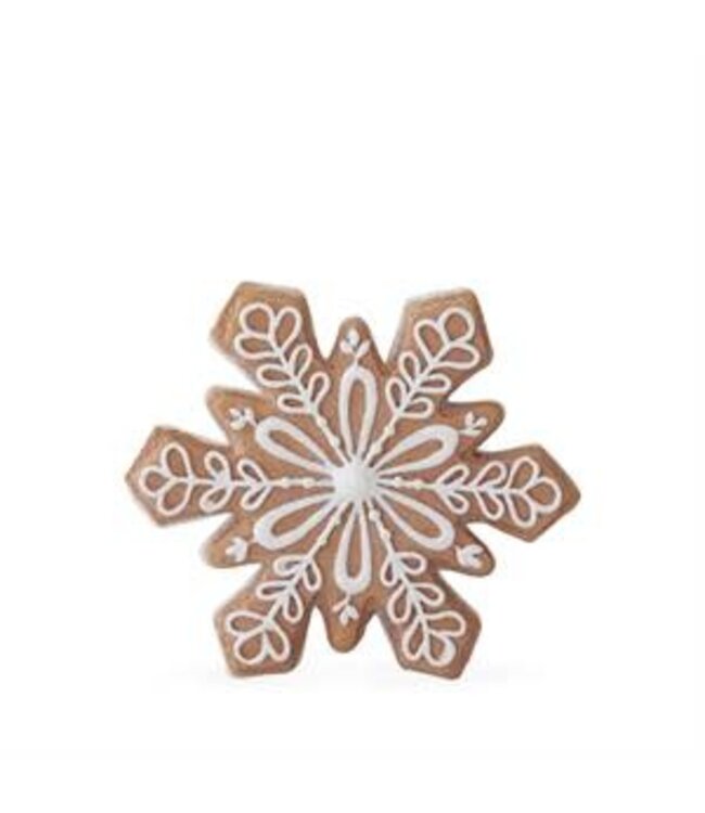 Resin Gingerbread Snowflakes w/White Icing Outline - Sold Individually