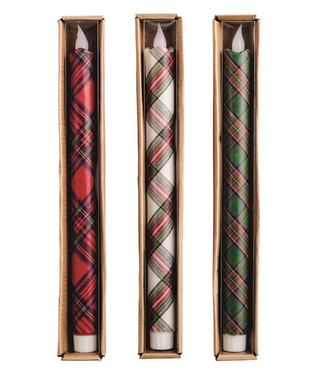 Flameless Tartan Taper Candles