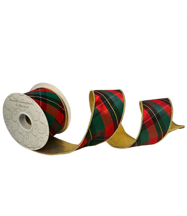 2.5” x 10yd Red/Green/Gold Nutcracker Plaid Ribbon