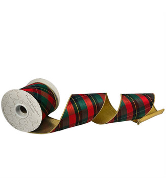4” x 10yd Red/Green/Gold Nutcracker Plaid Ribbon