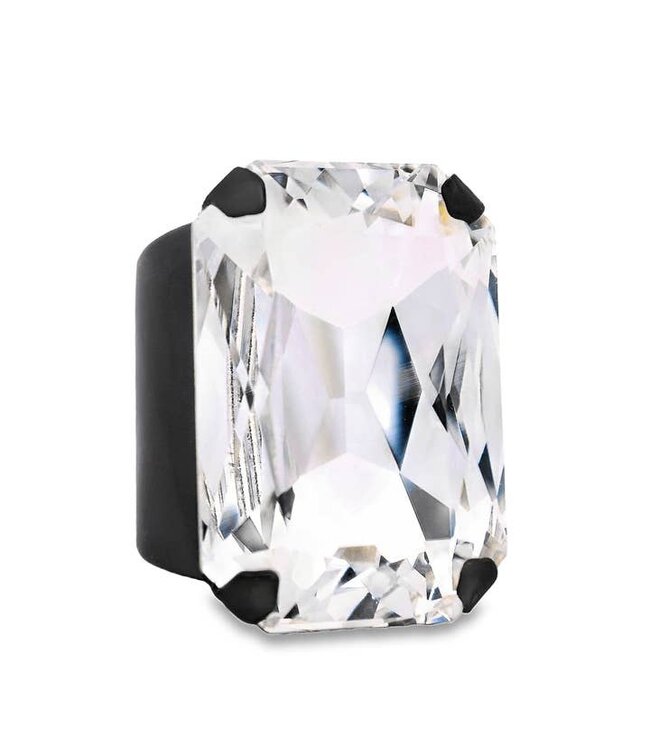 TOVA Mini Soleil Ring in Gunmetal / Clear