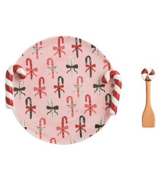 Candy Cane Cookie Plate Set
