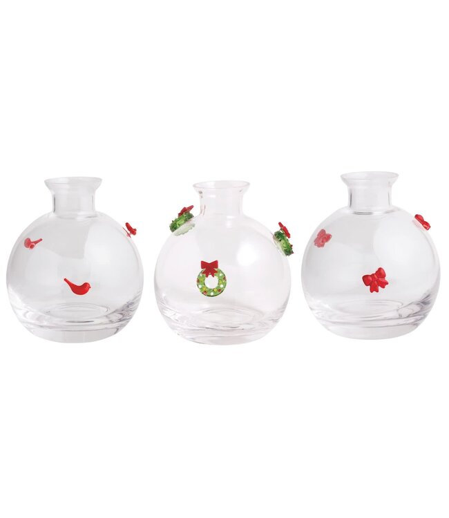 Christmas Glass Icon Bud Vases