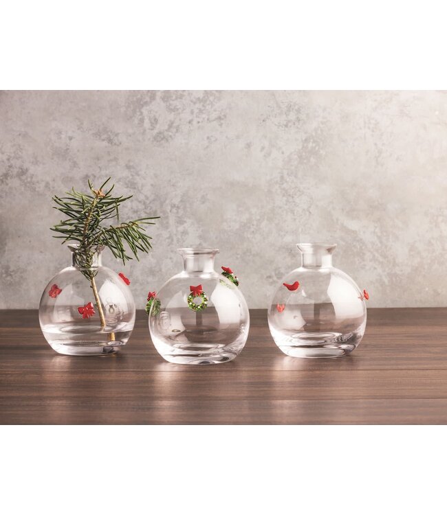 Christmas Glass Icon Bud Vases