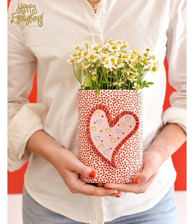 HAPPY EVERYTHING Red Small Dot Mini Oval Vase