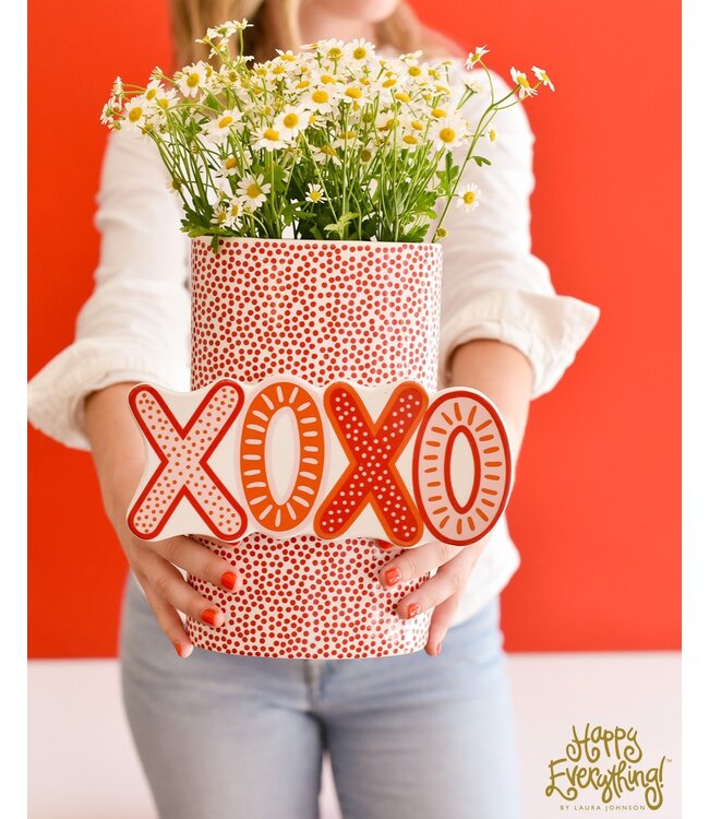HAPPY EVERYTHING Red Small Dot Big Oval Vase
