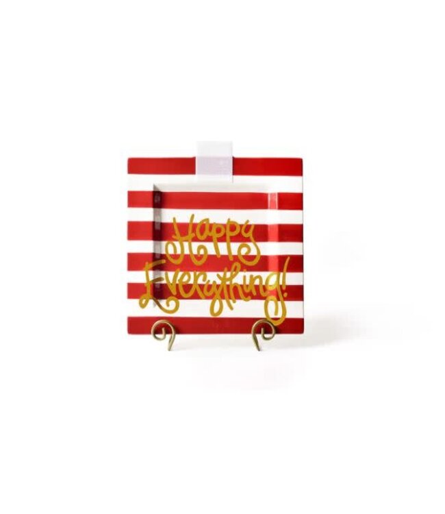 HAPPY EVERYTHING Red Stripe Big Happy Everything! Square Platter