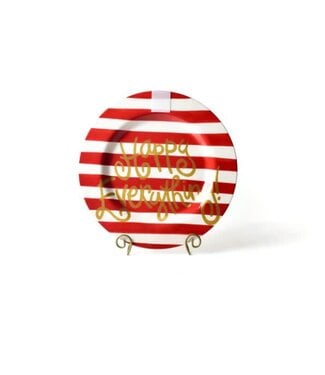 HAPPY EVERYTHING Red Stripe Big Happy Everything! Round Platter