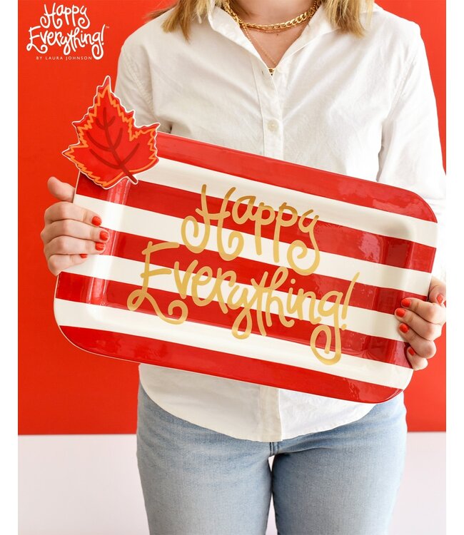 HAPPY EVERYTHING Red Stripe Mini Happy Everything! Rectangle Platter