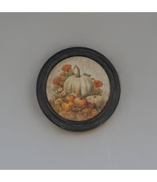 Round Framed Pumpkin Patch Print