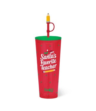 SWIG 24oz Santa's Favorite Teacher Plastic Tumbler