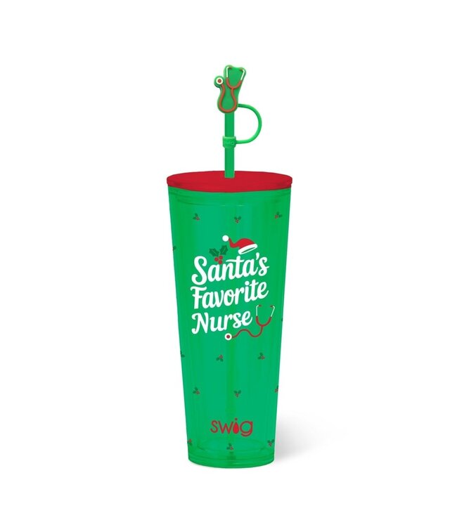 SWIG 24oz Santa's Favorite Nurse Plastic Tumbler