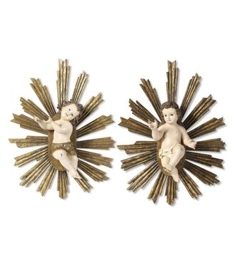 Resin Baby Jesus with Sunburst - Set of 2