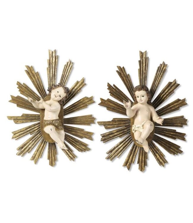 Resin Baby Jesus with Sunburst - Set of 2