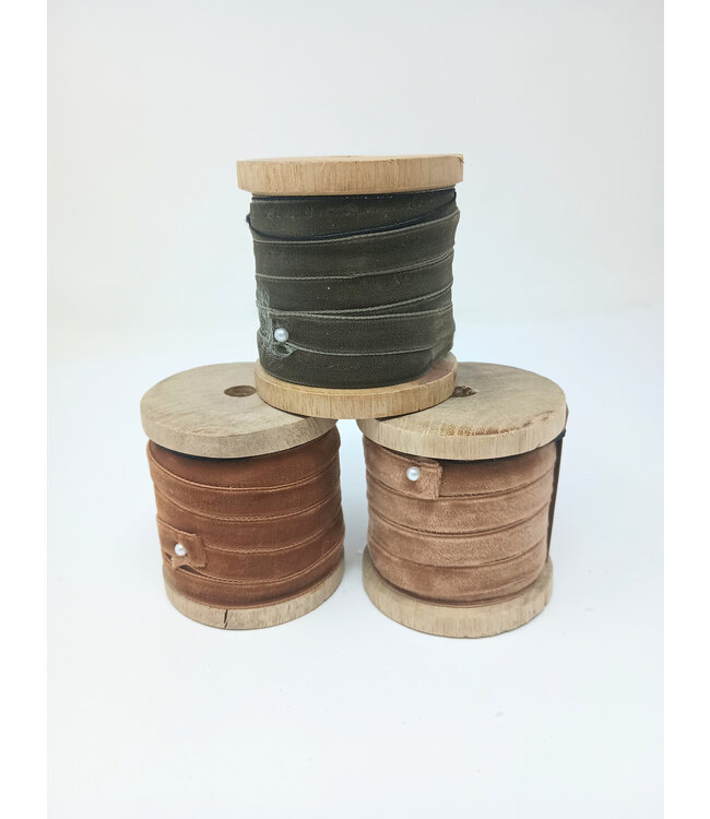 10 Yard Velvet Ribbon On Wood Spool - Set of 3
