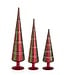 Red and Green Tartan Tabletop Glass Trees -Set of 3