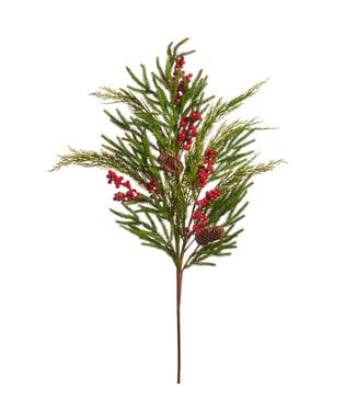 37" Pine and Berry Spray