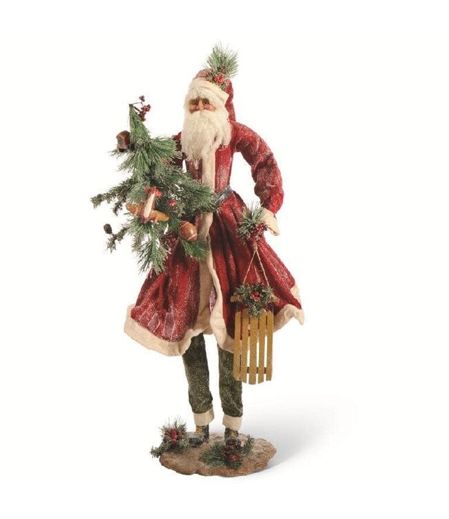 36" Vintage Santa w/Tree & Sled