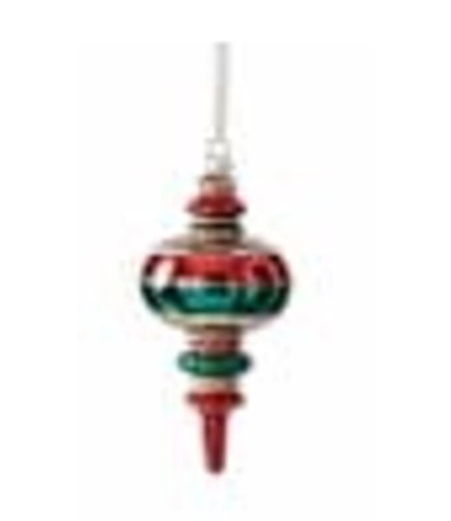 Red Gold & Green Glass Finial Ornaments