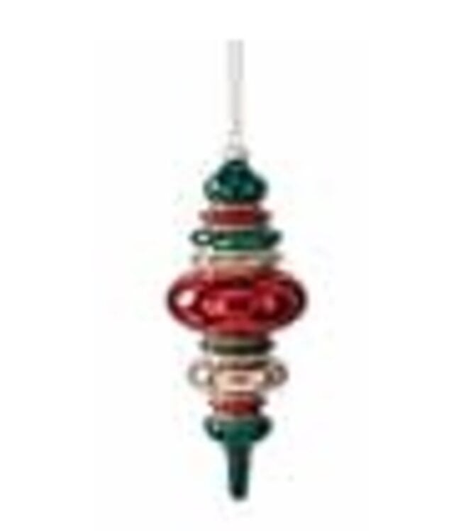 Red Gold & Green Glass Finial Ornaments
